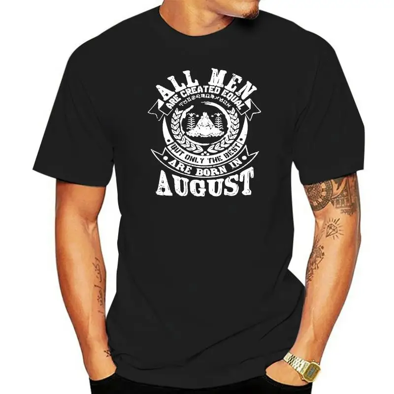 August Virgo Zodiac Men Birthday Men's Clothing Short Sleeve T-Shirt Large Size Tees 100% Cotton Tops Stylish Round Neck T Shirt