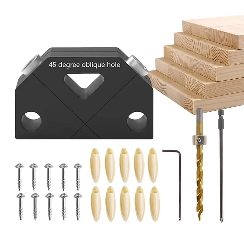 

Angled Drill Guide Jig 45 Degree Angle Oblique Holes Puncher Locator Angled Holes Drilling Positioner Multifunctional