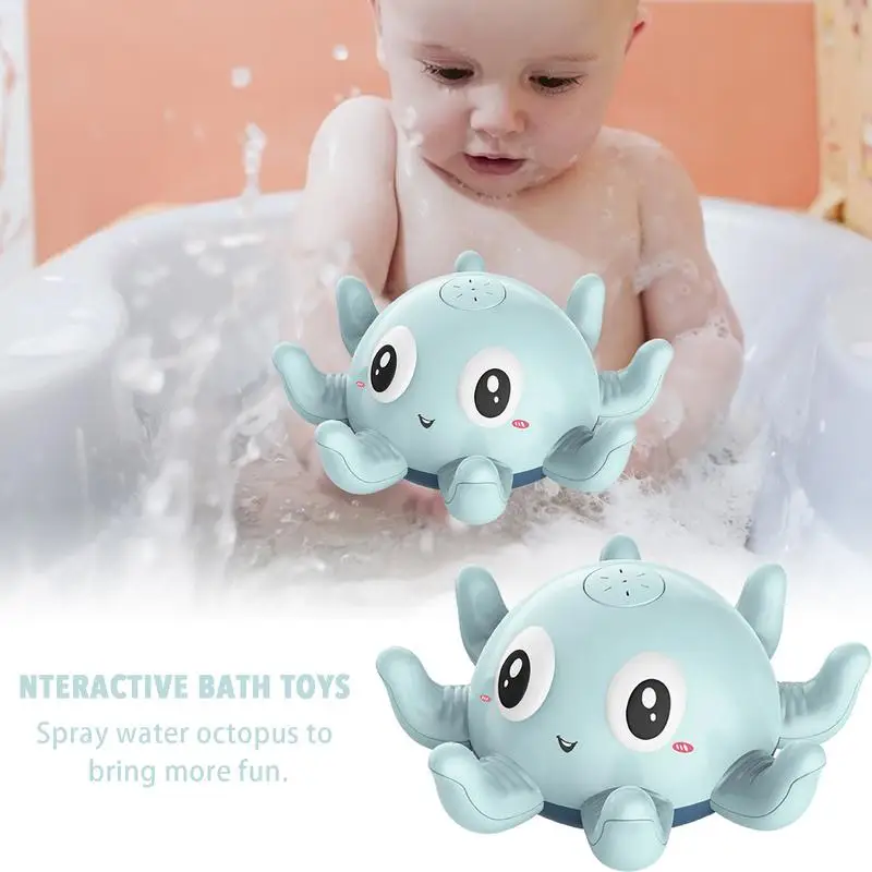 Schwimmendes Oktopus-Badespielzeug, musikalisches Oktopus-Wasserspray-Badespielzeug, niedlicher rotierender Sprinkler, interaktive Kinderdusche,