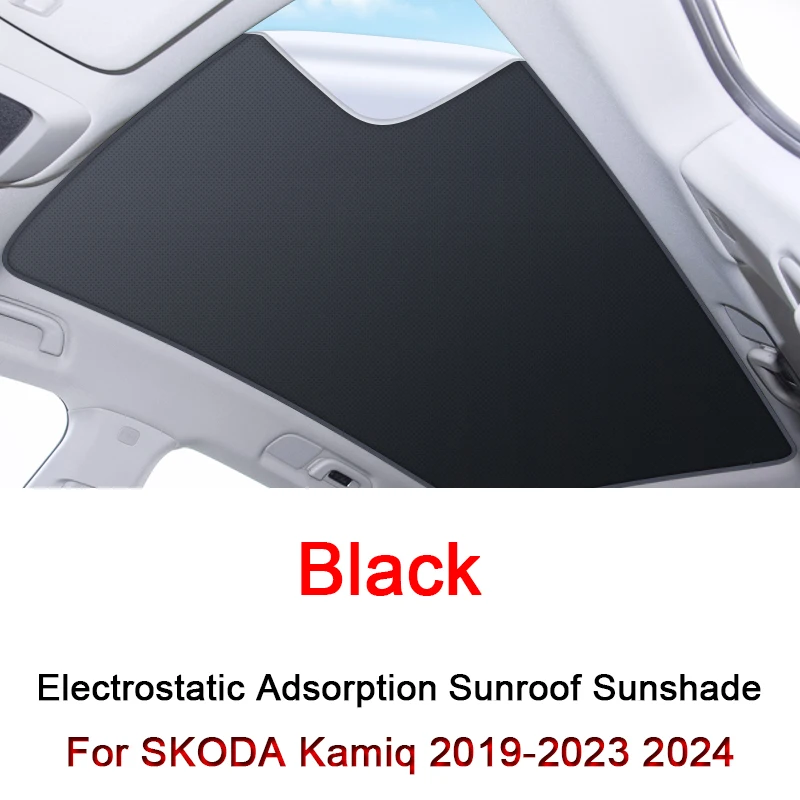 Car Electrostatic Adsorption Sunroof Sunshade Cover For SKODA Kamiq 2019-2023 2024 Heat Insulation Skylight Sticker Accessory