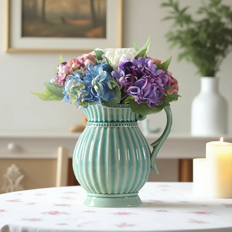 

Retro Cerc Flower Vase Simple Design Water Cultivated Rose Decoration Bede Tabletop Dining Room Artistic Home Decor