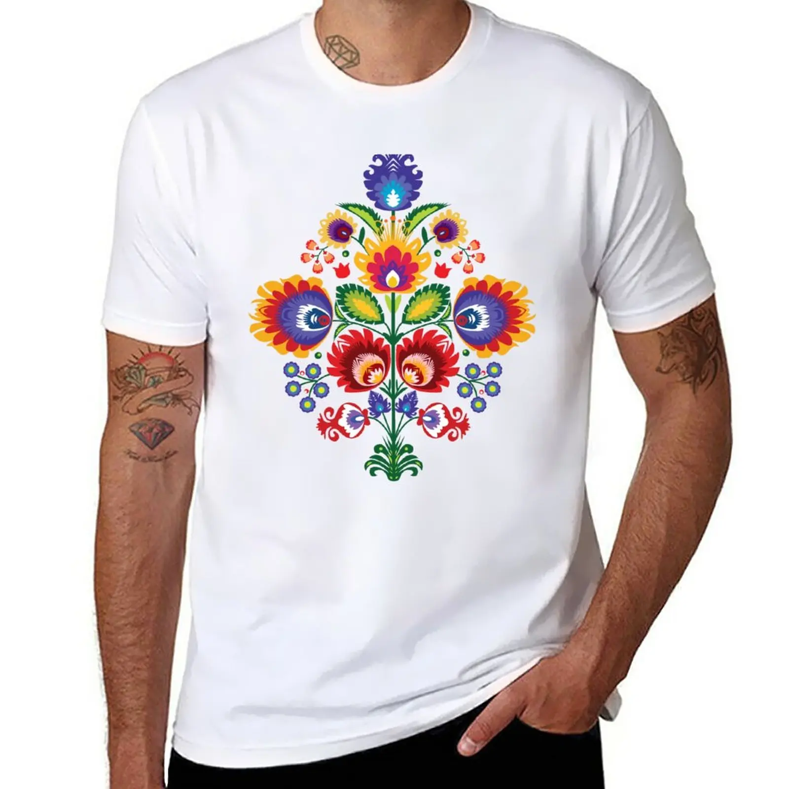 

Folk flower bouquets T-Shirt plus sizes funnys Aesthetic clothing summer top men t shirts