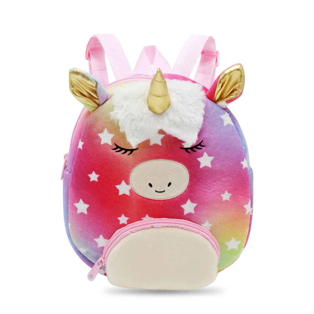 260mmUnicorn girl plush backpack kindergarten big class baby bag cute cartoon 2-3-5 year old schoolbag girl