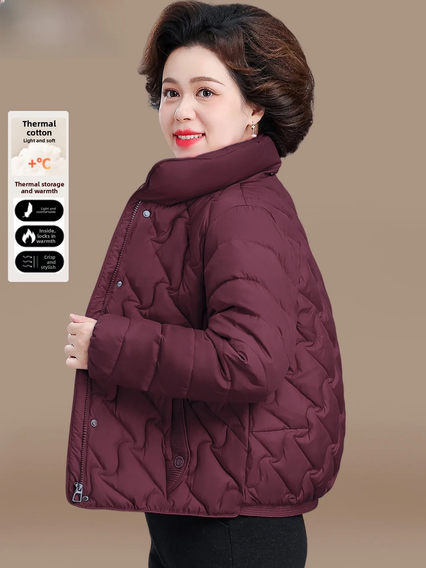 

Lightweight Cotton Jaet Winter Faion Outerwear for orter Women Middle-Aged And ly Women Sli Autumn Winter Cott...