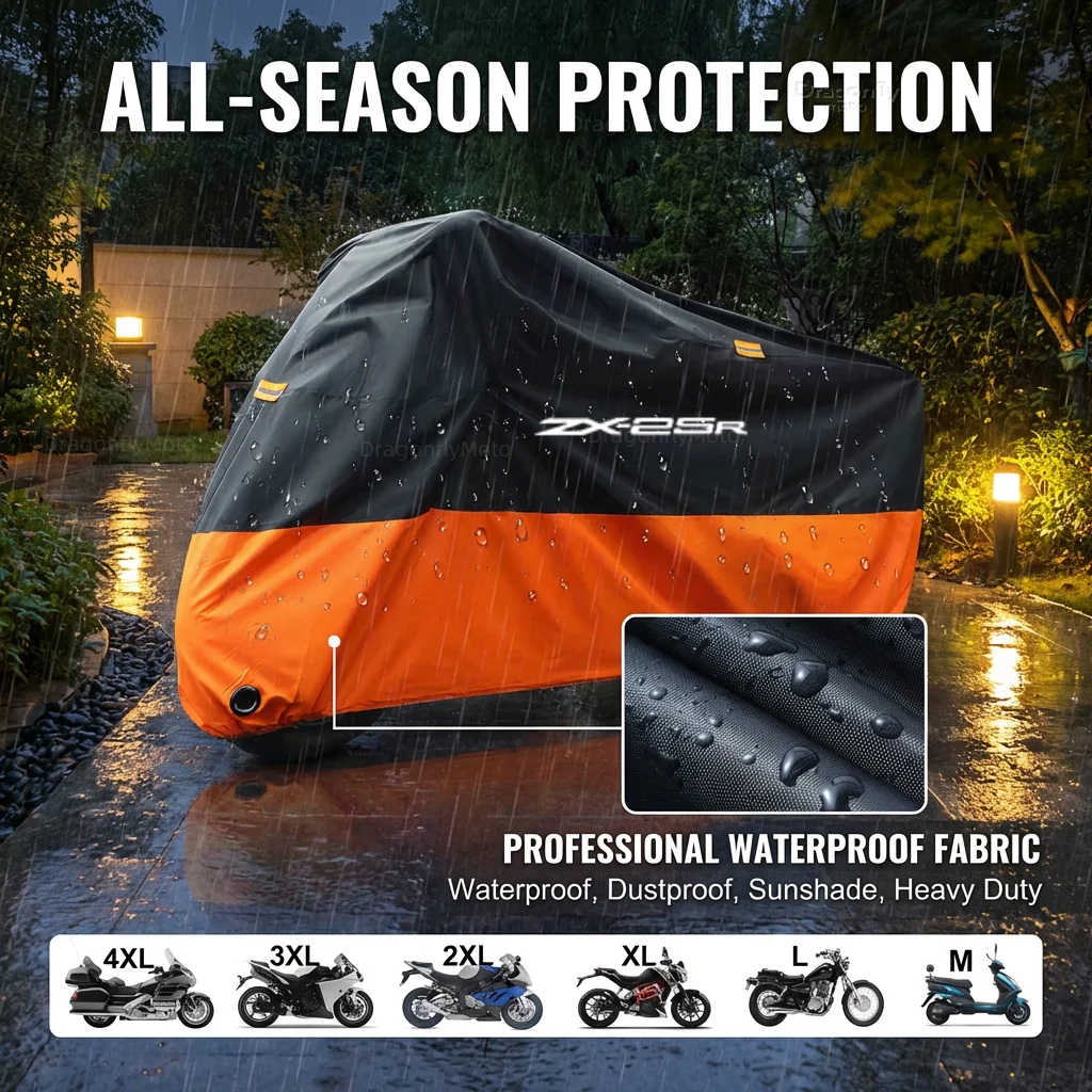 

For Kawasaki ZX25R ZX-25R ninja zx 25r 2020 2021 2022 Motorcycle Cover Thick 210D Waterproof Outdoor Uv Protective Dust Rain Sun