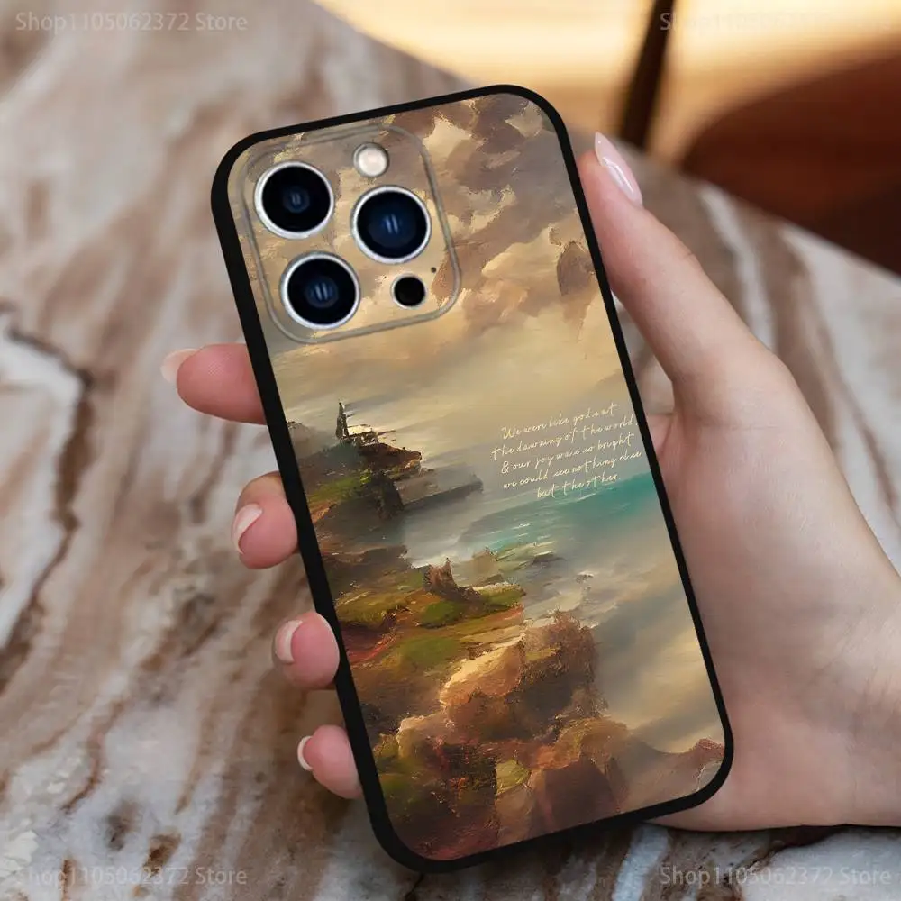 حافظة S-Song O-OF Achilles لهاتف iPhone 17,16,15,14,13,12,11 Plus,Pro Max,XS,X,XR,SE,Mini,8,7,غطاء أسود من السيليكون الناعم