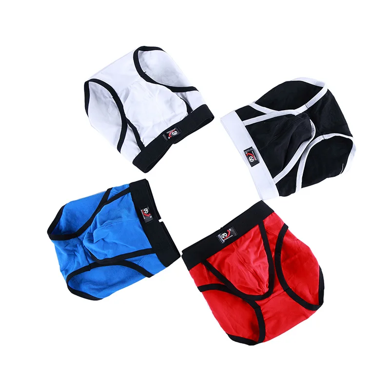 Ropa interior Sexy separada para hombre, calzoncillos de algodón con orificio para el pene, Parte delantera abierta, bolsa transpirable, lencería