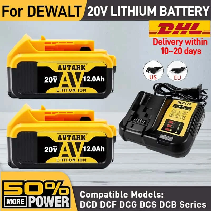 

Замена аккумулятора Dewalt 20 В 8 Ач/12 Ач, Power Tool DCB206 DCB205 DCB204 DCB609 DCB184 DCB200 литий-ионный аккумулятор для Dewalt