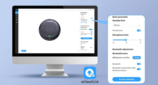 Kabelloses Konferenzlautsprechersystem EMEET Luna Plus USB-Sprechanlage mit 8 Mikrofonen 360° ° Sprachaufnahme für das Home Office – Detail 10