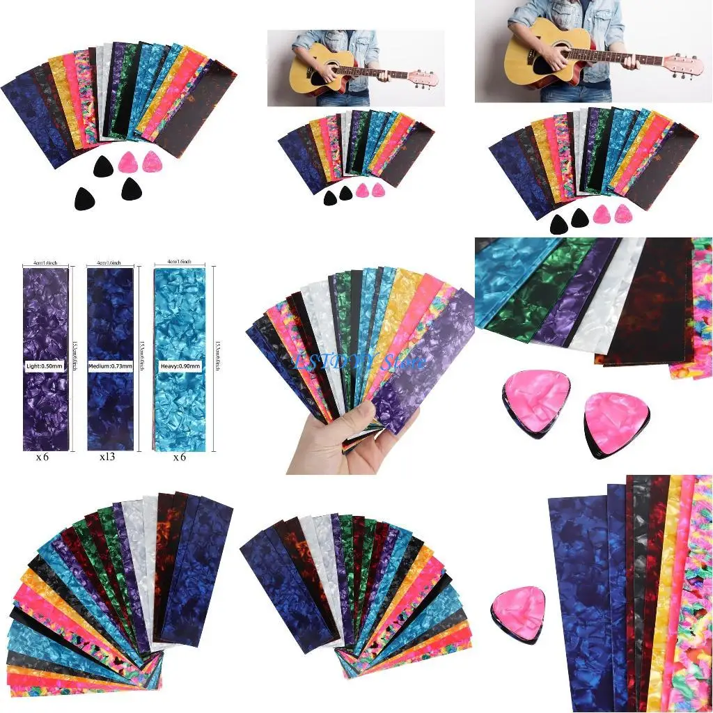 

G6DE 25Pcs Guitar Pick Strips DIY Celluloid Guitar Pick Sheets, Thickness Mixed