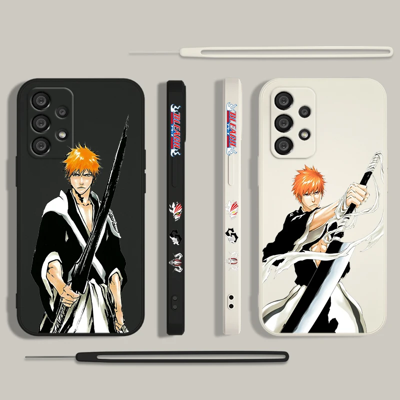 Bleach Kurosaki Ichigo Phone Case For Samsung A55 A53 A33 A52 A32 A71 A51 A21S A35 A25 5G Liquid Left Rope Funda