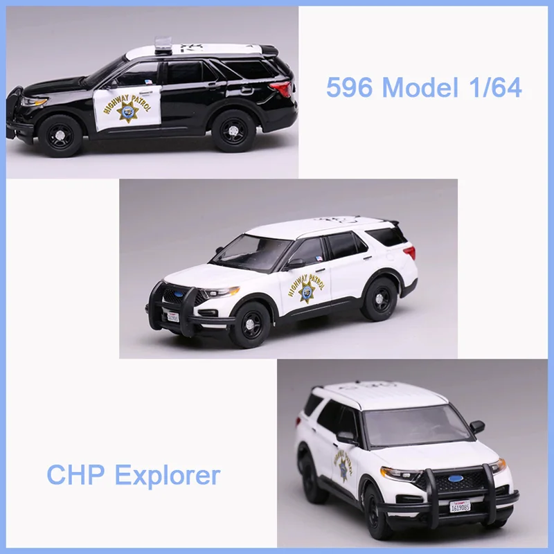 Modelo 596 a Escala 1/64, Coche de Patrulla CHP Explorer, Modelo de Simulación de Policía, Adorno, Souvenir, Colección, Regalo
