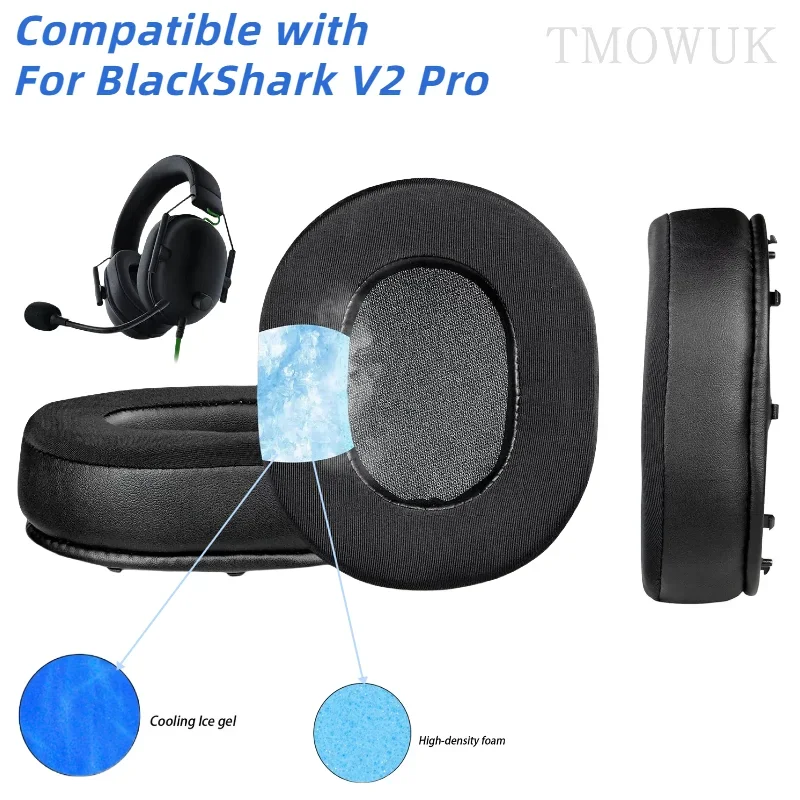 Almohadillas para auriculares inalámbricos BlackShark V2 Pro, almohada de repuesto para orejeras, almohadillas de Gel de refrigeración mejoradas, ZUODUO
