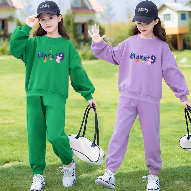 2024 autumn winter Kids tracksuit Children Girls Clothes Casual sweatshirt T-Shirt + long Pant Suit Teenager 4 6 8 to 10 12 year