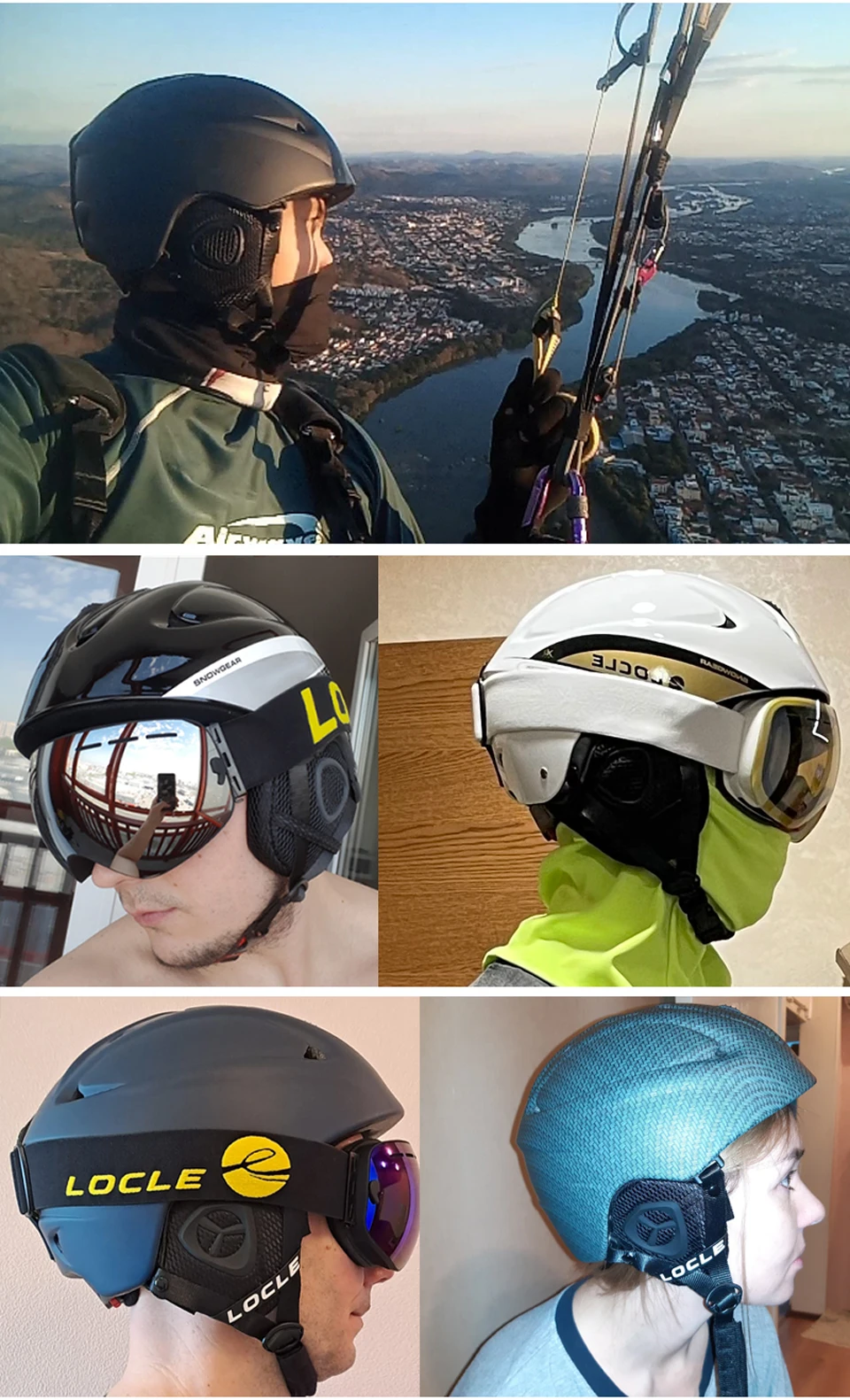 LOCLE Skihelm Herren Damen Integral geformter Kinder Kinder Skihelm Skateboard Ski Snowboard Motorrad Schneemobil Helm – Detail 2