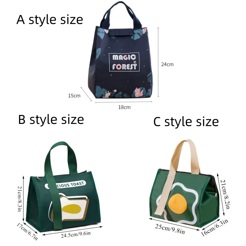 Unisex Cartoon Cute Tote Food Bag Portable Waterproof Oxford Fresh Thicken Lunch Bag Zipper Thermal Oxford Student Lunch Box