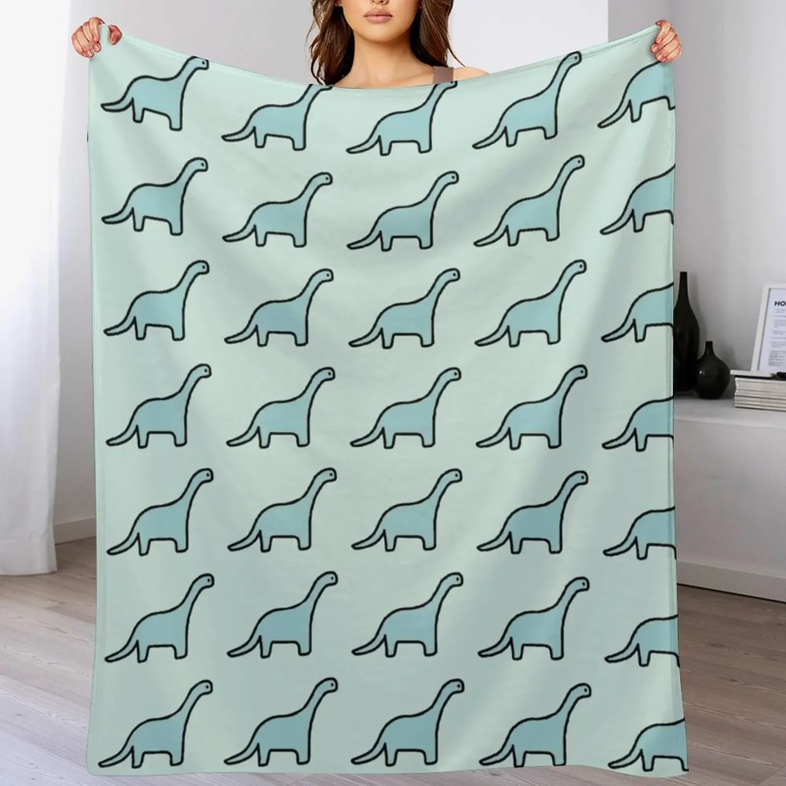 

Brontosaurus Apatosaurus Brachiosaurus Blue Dinosaur Throw Blanket Ultra Soft Flannel Fleece Blanket for All Seasons