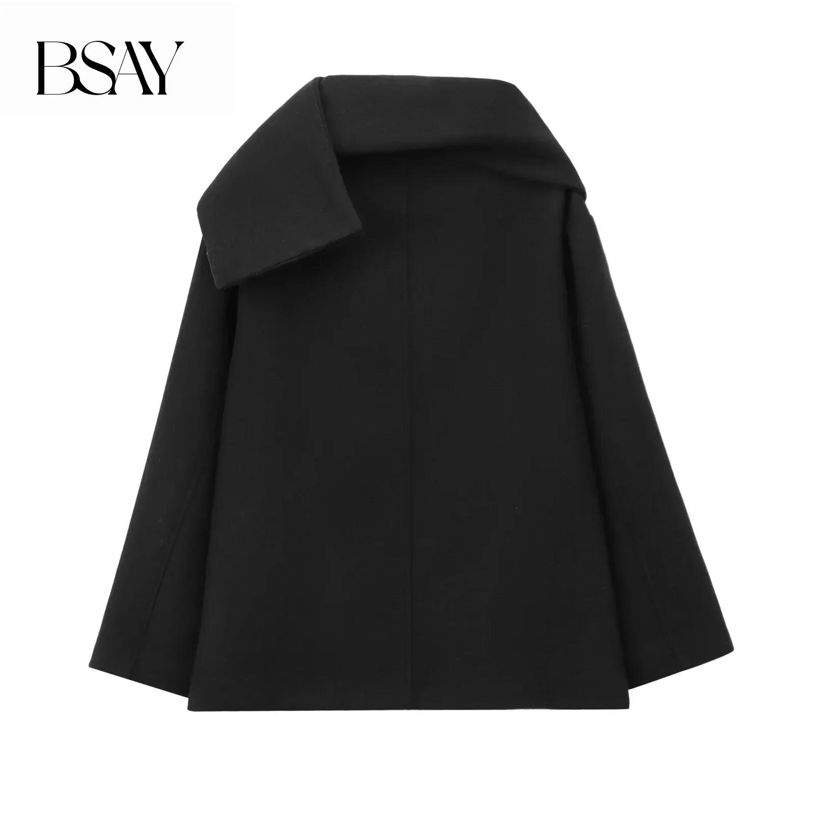 BSAY ブレンドコート レディース ファッション 秋冬新作 スカーフ付き ラウンドネック 長袖 シングルボタンコート シック レディース トップス 女性用
