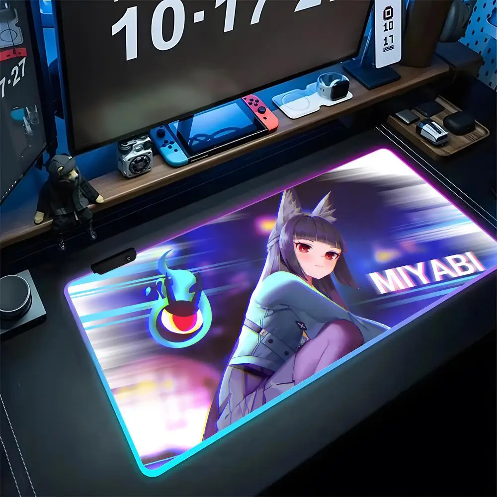 

Zenless Zone Zero Hoshimi Miyabi Mouse Pad Gaming Rgb Mousepad Backlit Keyboard Gamer Cartoon Girl Xxl Laptop Mat Table Pads Des