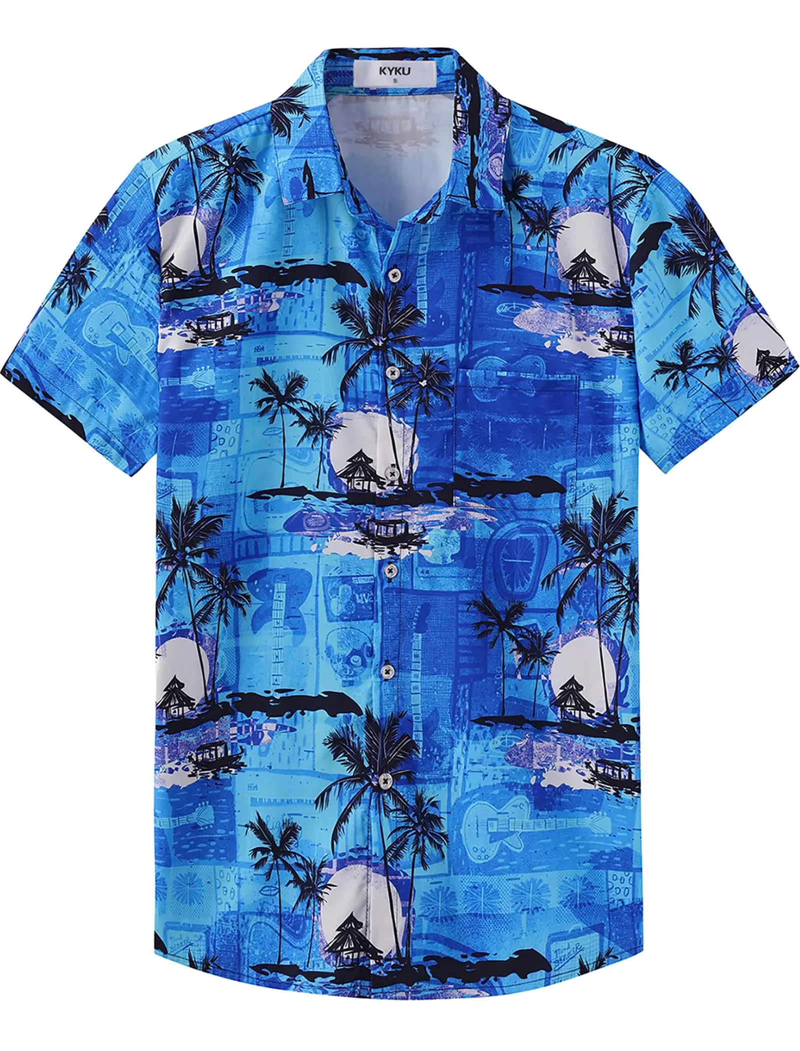 

KYKU Hawaiian Mens Shirts Casual: Beach Vacation Tropical Mens Button Down Short Sleeve Shirt with Pocket