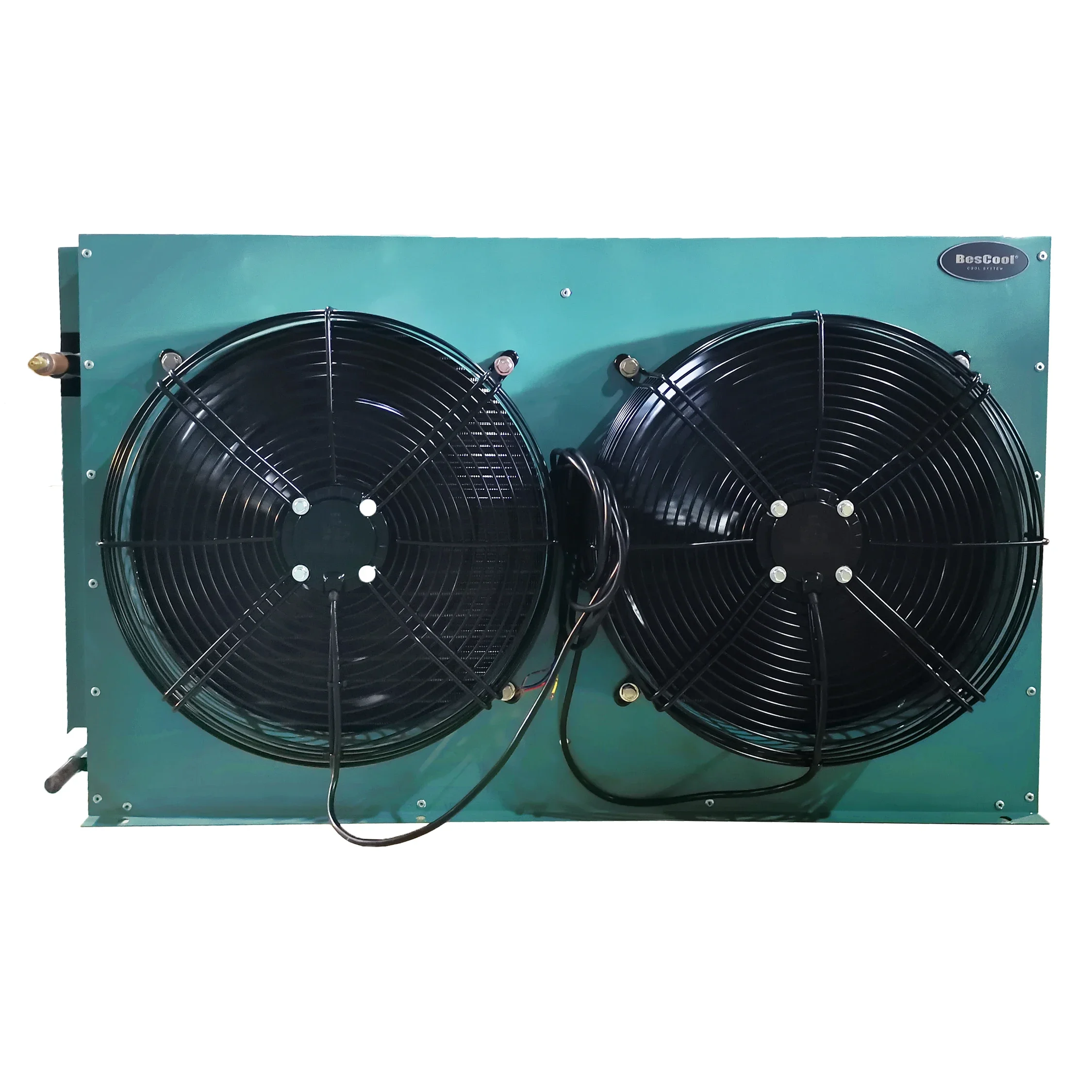 

Bescool 2-Fan Air-Cooled Green Shell Condenser New Heat Exchange Part Cold Room Refrigeration Fin Cold Room Condenser Fan Motor