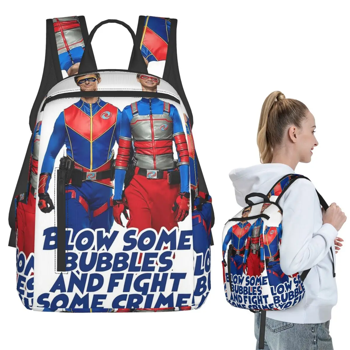 Blow Some Bubbles And Fight Some Crime Henry Danger Backpack Student BookBag Boys Girls School Bag Computer Shoulder