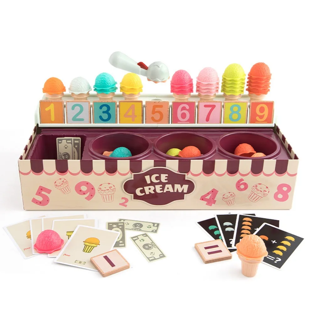 

Plastic Kids Ice Cream Play Set Play House Interactive Pretend Play Food Toy Montessori Recognition Math Learning Toy