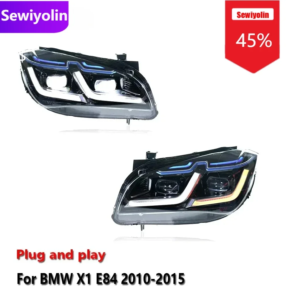

Автомобильные светодиодные фары DRL в сборе для BMW X1 E84 2010-2015, автоматические противотуманные фары DRL, стоп-сигналы поворота Plug and Play
