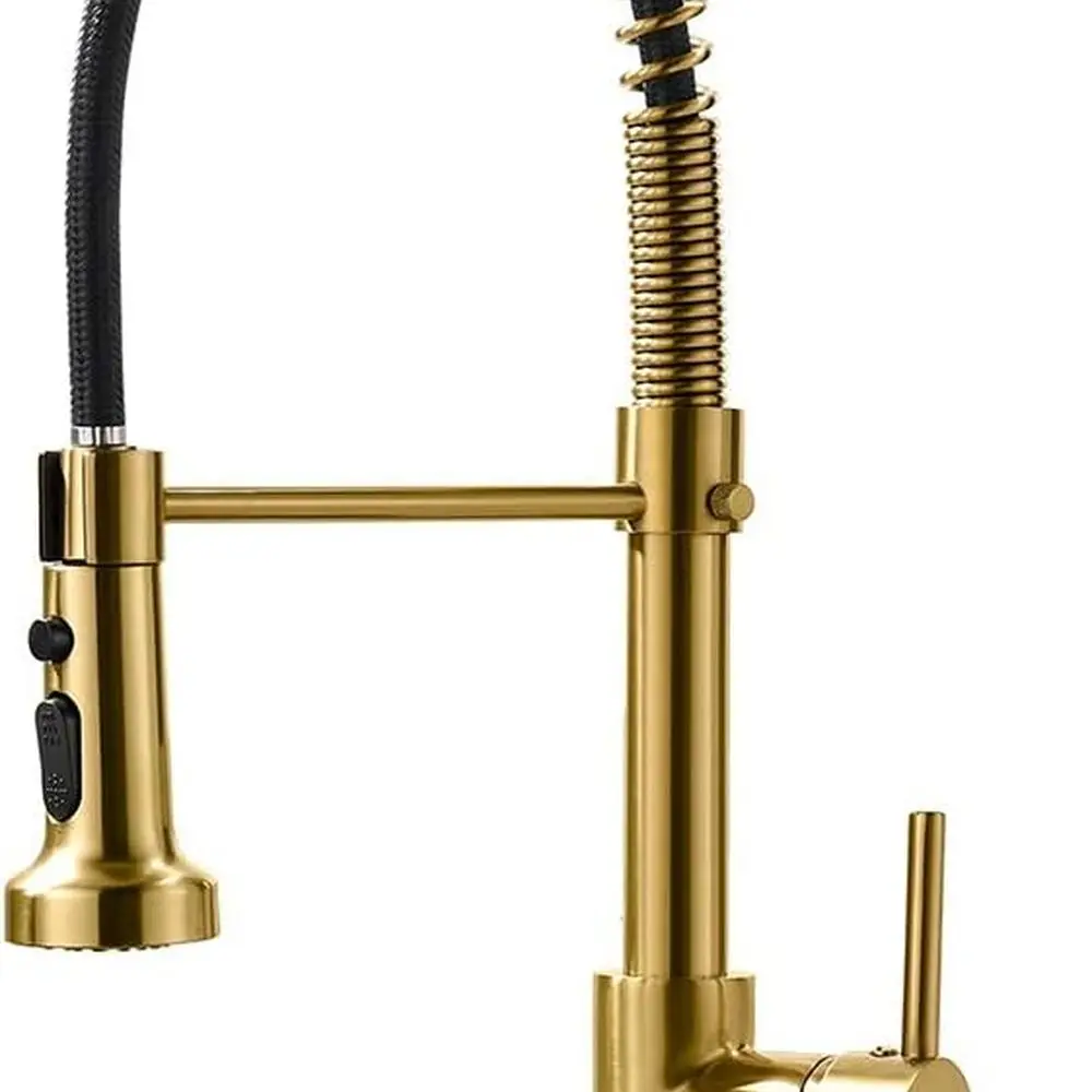 

Kitchen Faucet with Pull Down Sprayer, Single Handle Brushed Gold Kitchen Sink Faucet with Deck Plate