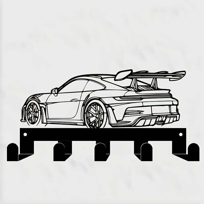 CIFBUY Iron Wall Key Holder 5 Hooks Modern Sports Car Shape Sturdy Metal Key Rack for Garage Office Entryway Auto Decor