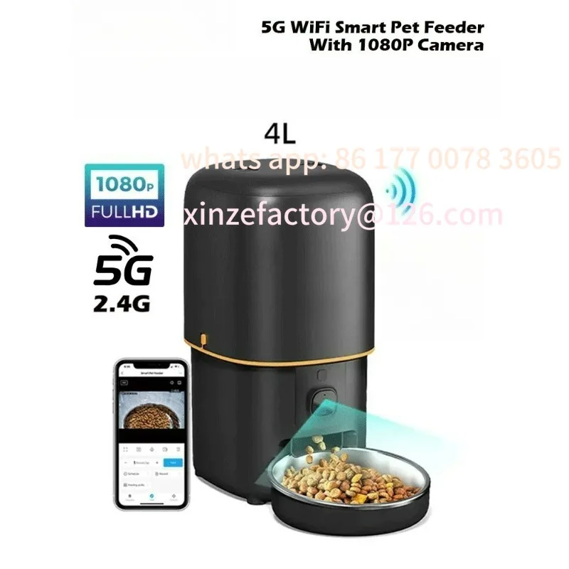 

Customizable Automatic Cat Feeder Camera Pet Smart Cat Food Kibble Dispenser 2.4G/5GWiFi APP Control Auto Feeder