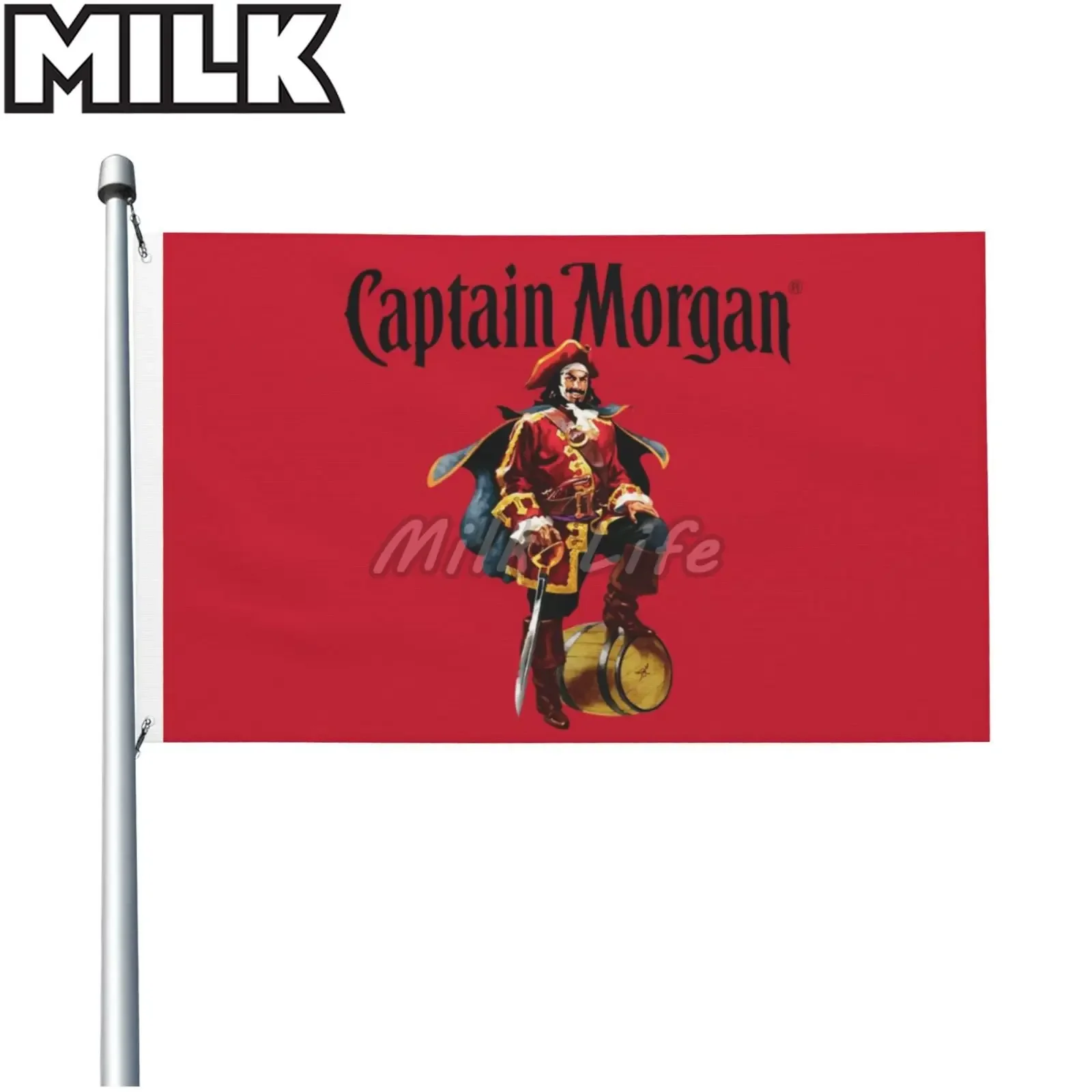 Double-sided Printing Captain Morgan Logo Flag with Grommet Outdoor and Indoor Banner Flag for Garage Home Cafe Bar Pub Decor