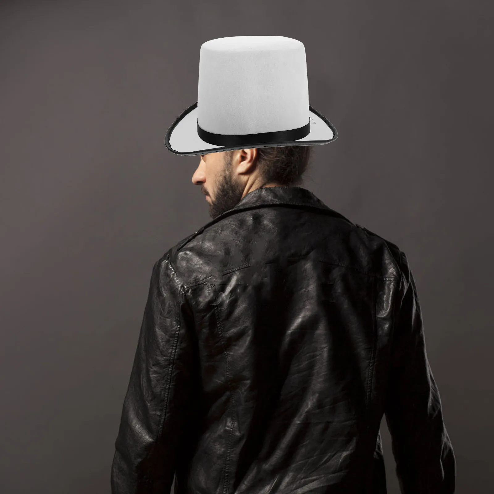 

Magician Hat White Bowler Felt for Men Top Halloween Costume Accessory Performer