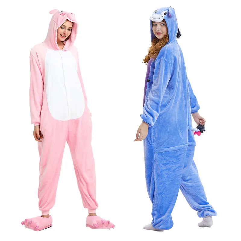 Parent-child Outfit Onesies Halloween Cartoon Animal Loungewear One-piece Pajamas Sleepwear Nightgown Fluffy Pajamas Jumpsuit