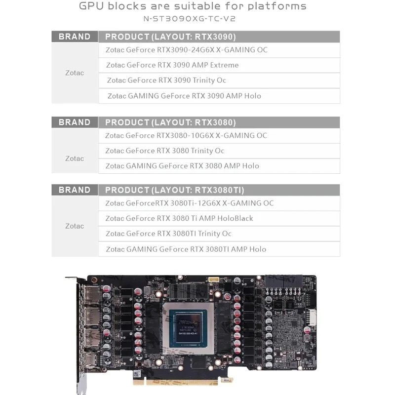 Imagem -03 - Bykski-bloco de Água para Zotac Rtx3080 3090 X-gaming oc Amp Holo Trinity Gpu Card Radiator Backplate Cooling Bloco de Cobre