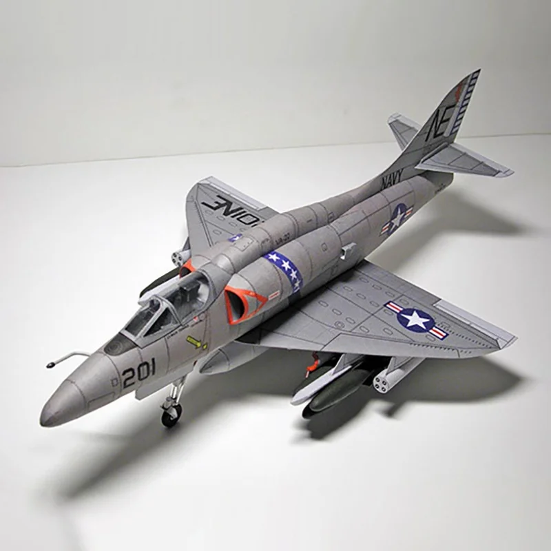 A-4 Skyhawk attack aircraft 1:33 paper model DIY gift collection. Christmas gift paper airplane model attack aircraft model