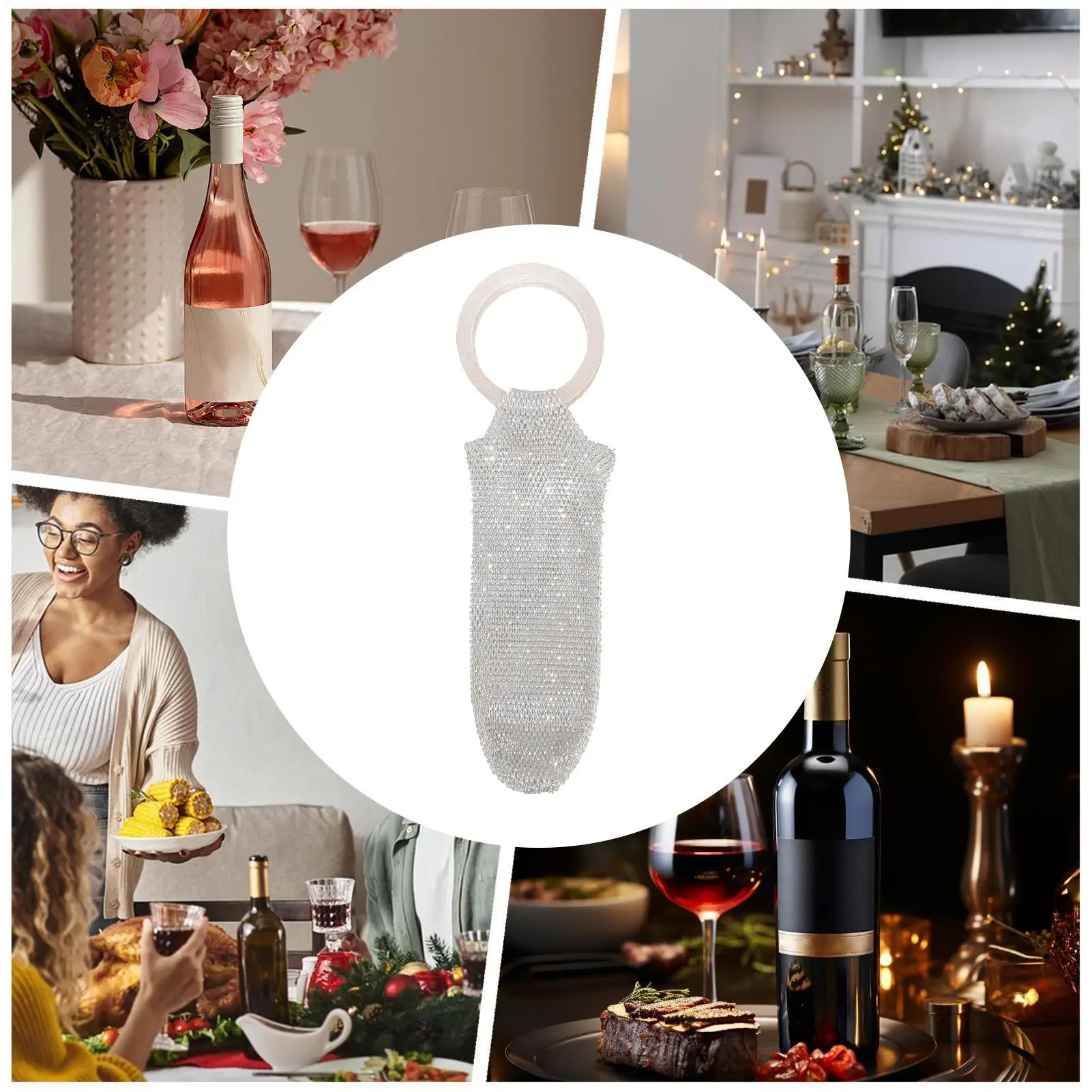 

Wine Bag Rhinestone Pouch With Handle Wine Bottle Pouch For Champagne Celebration Party Wedding Picnic Dinner Travel Holiday