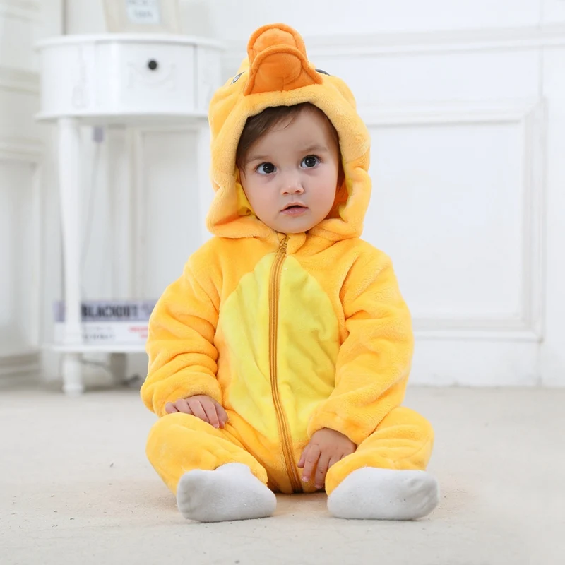 Newborn Baby Rompers Boys Girs Cartoon Animals Hooded Jumpsuit Infant Clothes Pyjamas Kids Overalls Toddler One Piece Outfits