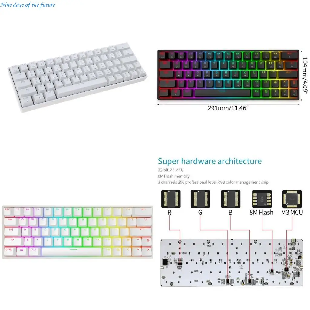

GK64 USB Mechanical Gaming Keyboard 60% Compact 64 Keys RGB LED Backlit E65A