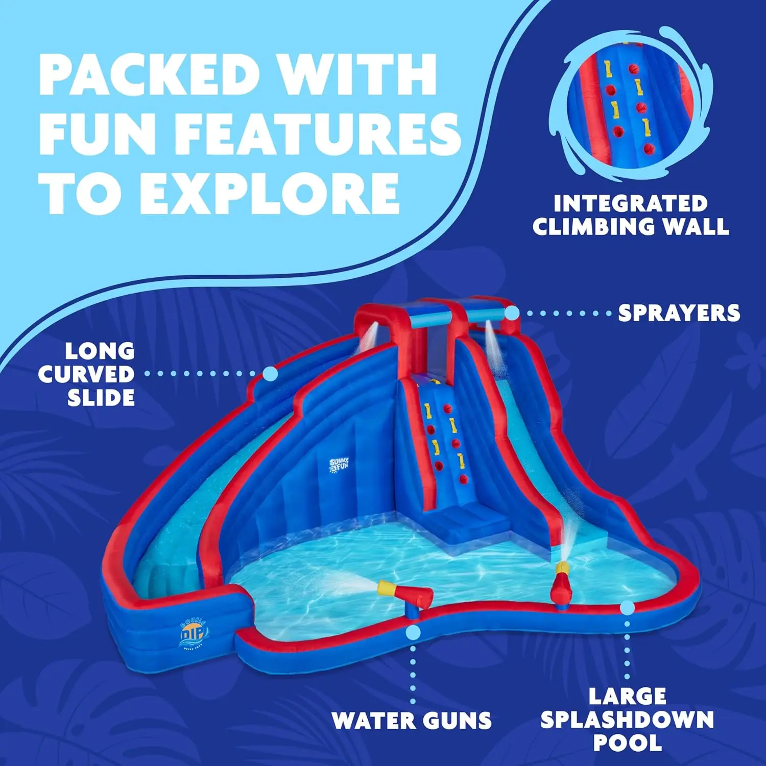 Inflatable Water Slide Park with Double Dip Design and Two Slides