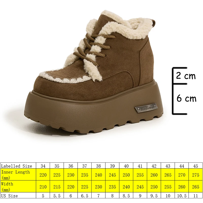 Fujin 10 سنتيمتر 3 بوصة منصة الأحذية جلد طبيعي الجلد المدبوغ الثلوج الأحذية الكاحل الحرارية الدافئة معزول أحذية الشتاء مريحة النساء