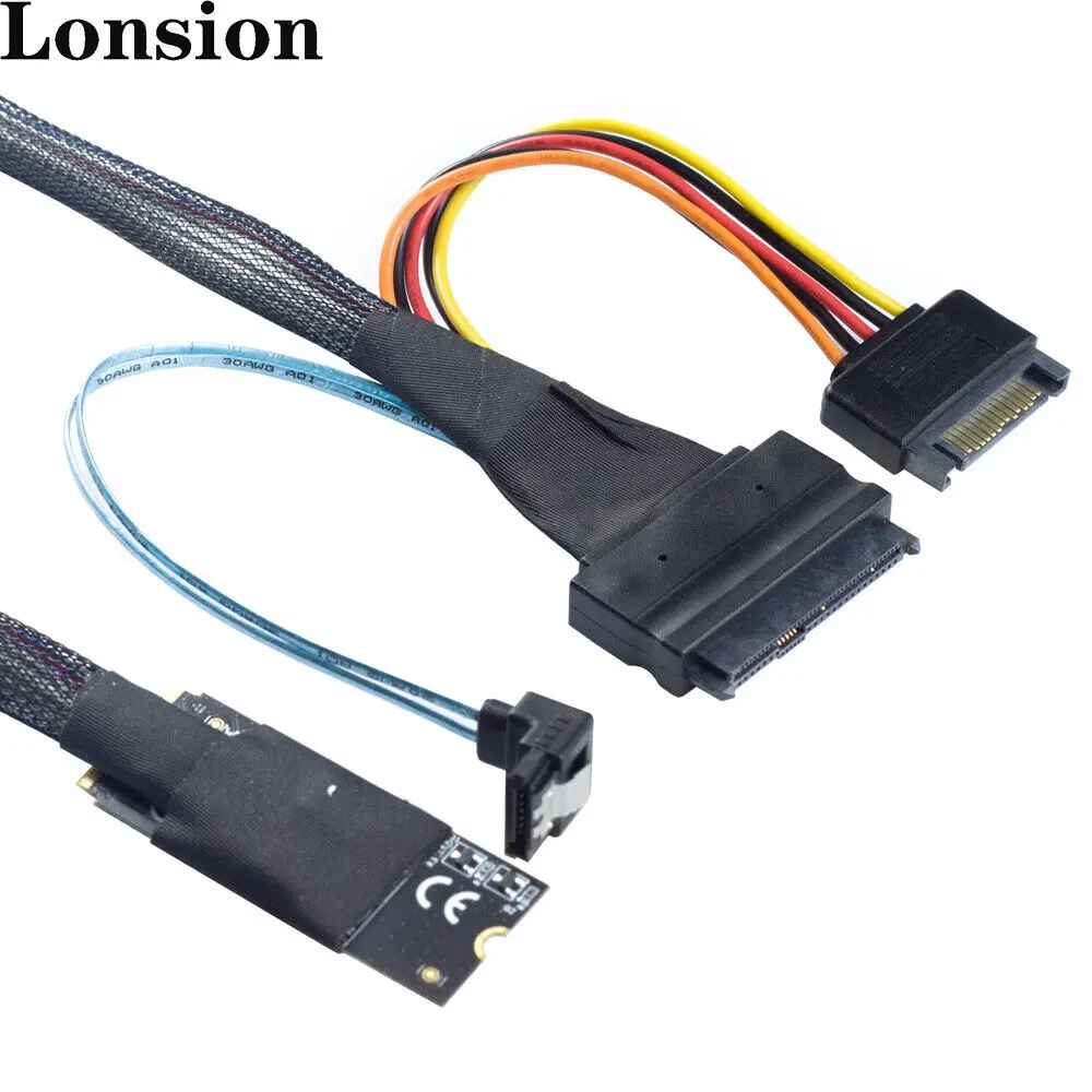 M. 2 SFF-8643 to U.2 SFF-8639 with SATA 15P and 7P 90 Server Connection  Cable