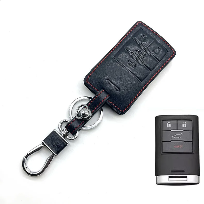 Genuine Leather Key Case 4Button Keyless Entry Smart Key Cover For Chevrolet Malibu Corvette Captiva