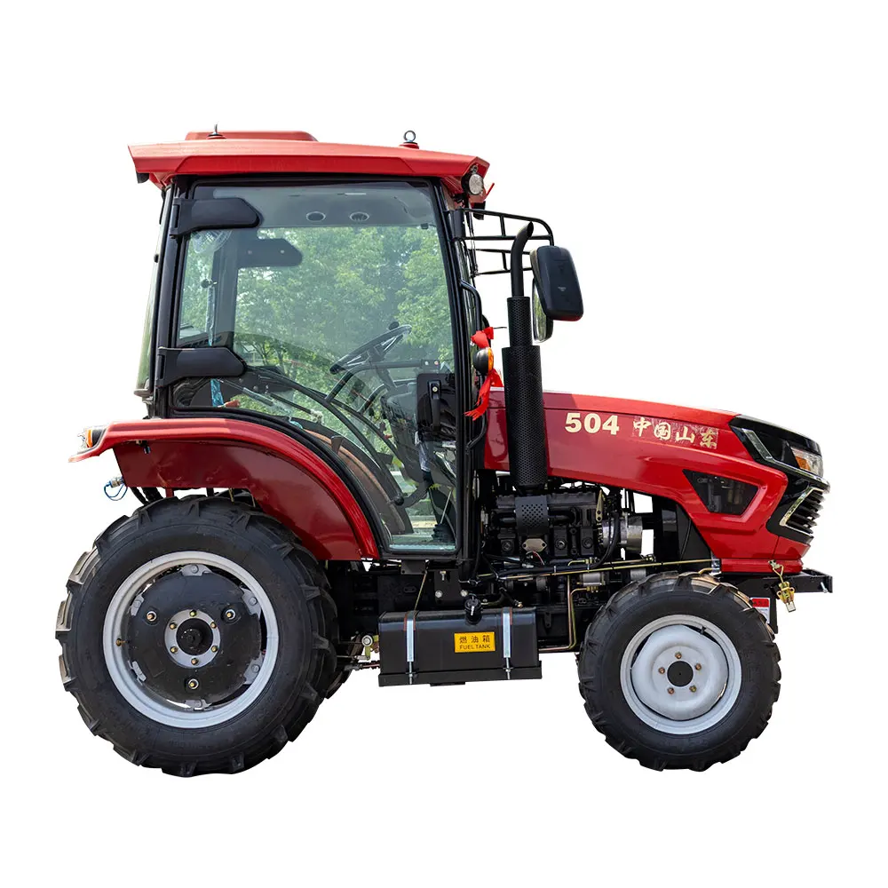 Trator agrícola de 50-100 HP 4 WD com desempenho resistente de cabine para agricultura em grande escala