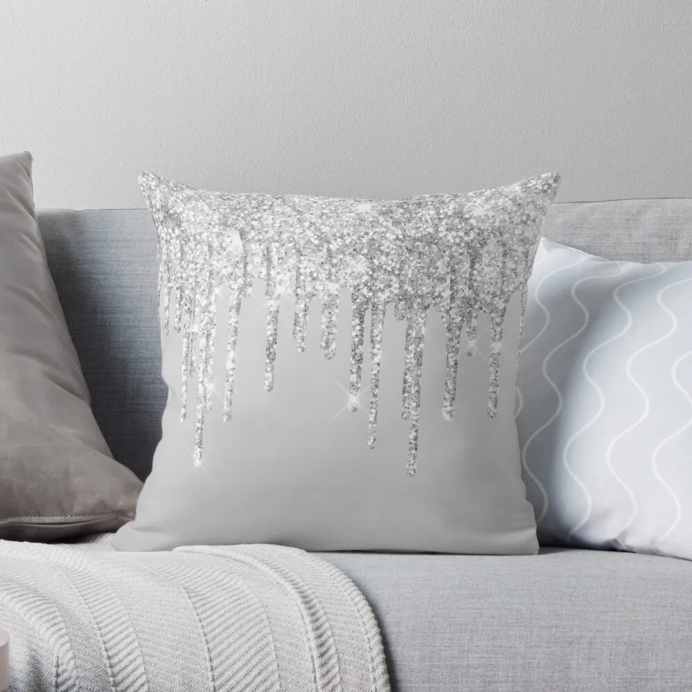 

Silver Glitter Throw Pillow Luxury Pillow Cover Decorative Cushions For Luxury Sofa