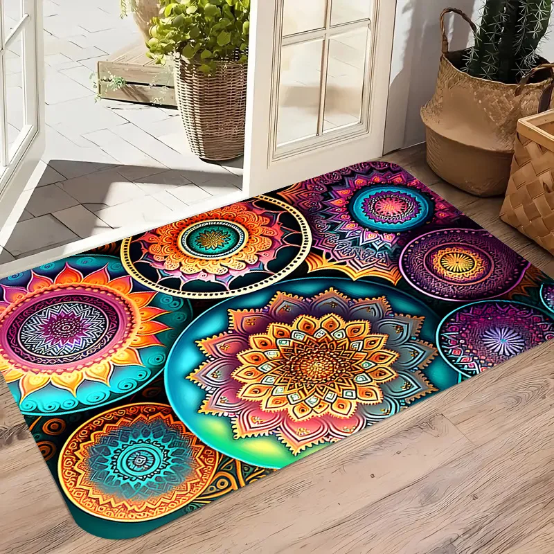 Modern Typography Heart Design Washable Door Mat Slip Resistant Rug For Front Porch And Holiday Party Decor