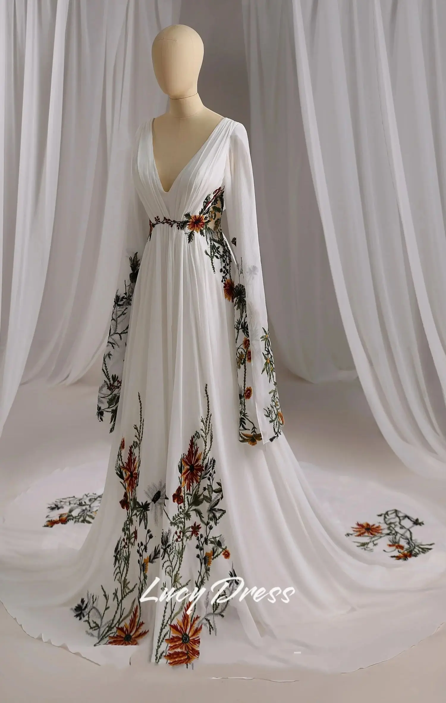 Lucy Customized vestido de novia wedding dresses bride wedding dresses floral fabric luxury vestido de noivas para casamento image 5