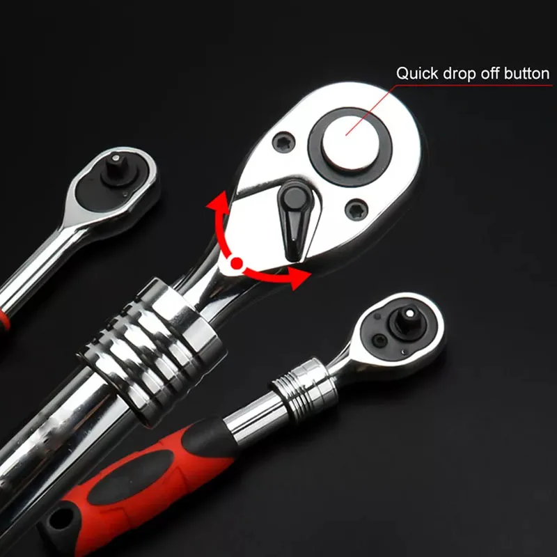 1/4 1/2 3/8 72-Tooth Carbon Steel Retractable Ratchet Wrench Automatic Quick Release Spanner Multifunctional Hand Repair Tools