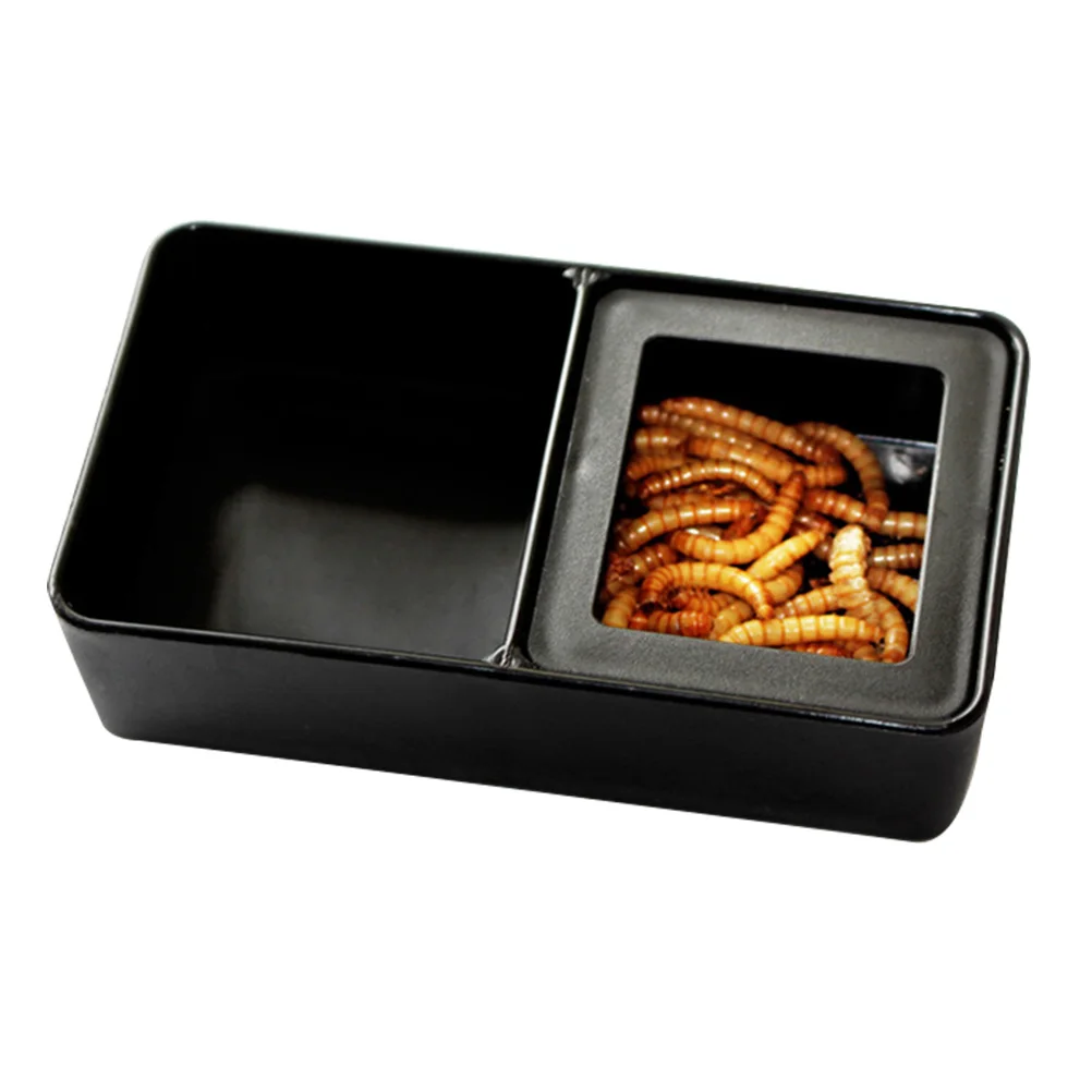 

Double Feeding Bowls Reptile Dish Easy Clean Plastic Small Pets Worms Food Water Storage Smooth Ideal Lizard Scorpion