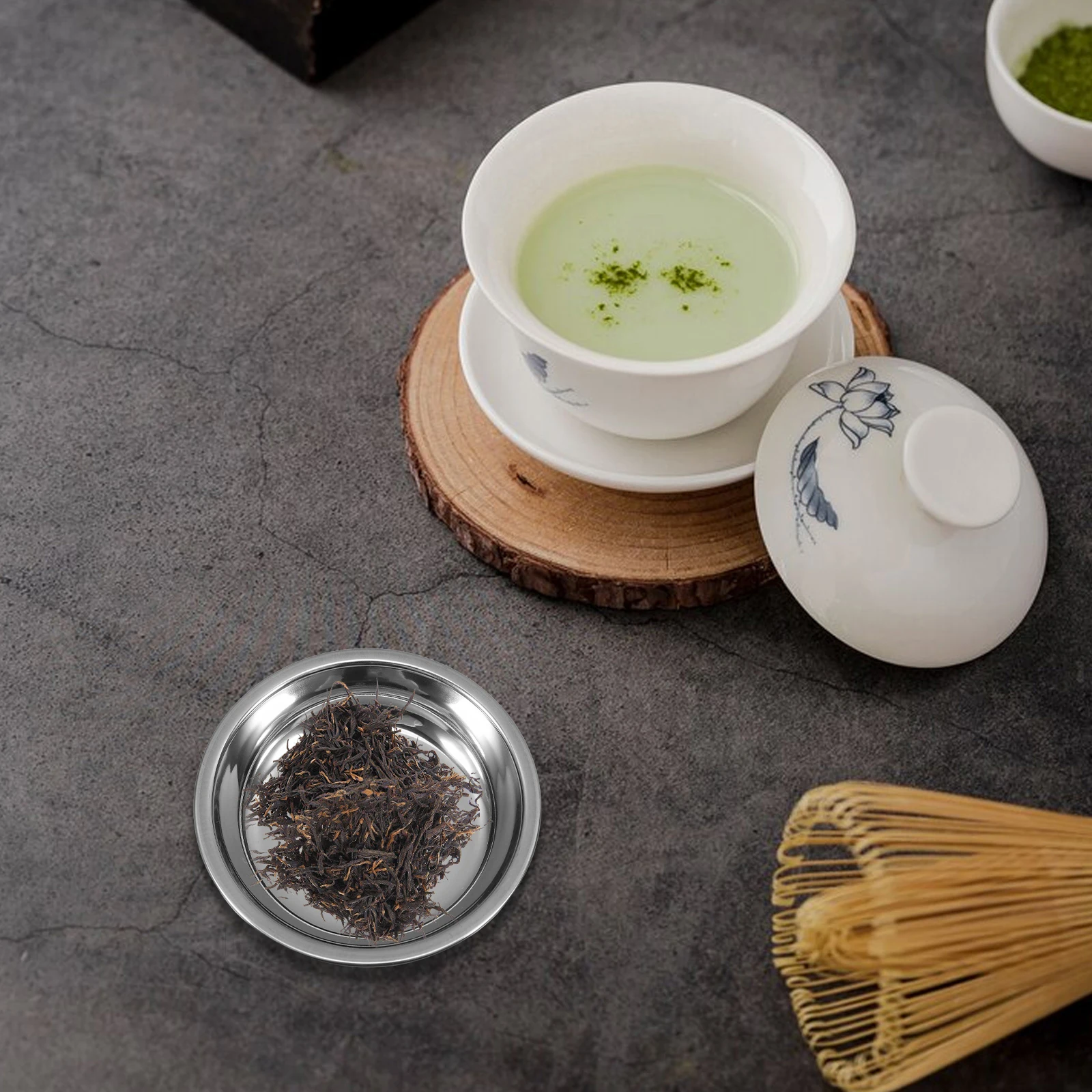 

1pc Tea Bag Dish Stainless Steel No-Drip Space-Saving Round Metal Tray For Kitchen Tea Accessories Organizer Household Use